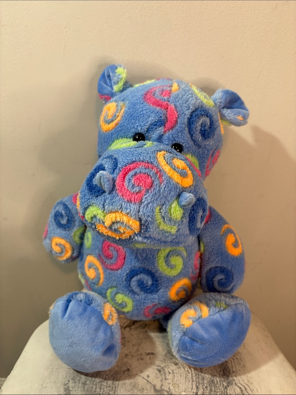 Fiesta Blue Swirl Cuddle Hippo 2010s Rainforest Cafe Colorful Rainbow Spiral